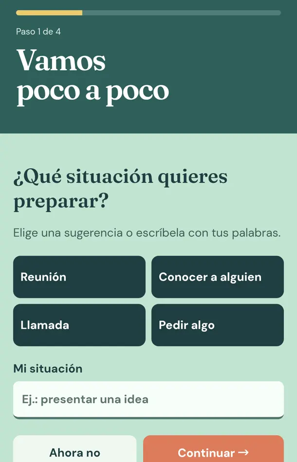 Paso guiado de Auna para elegir una situación